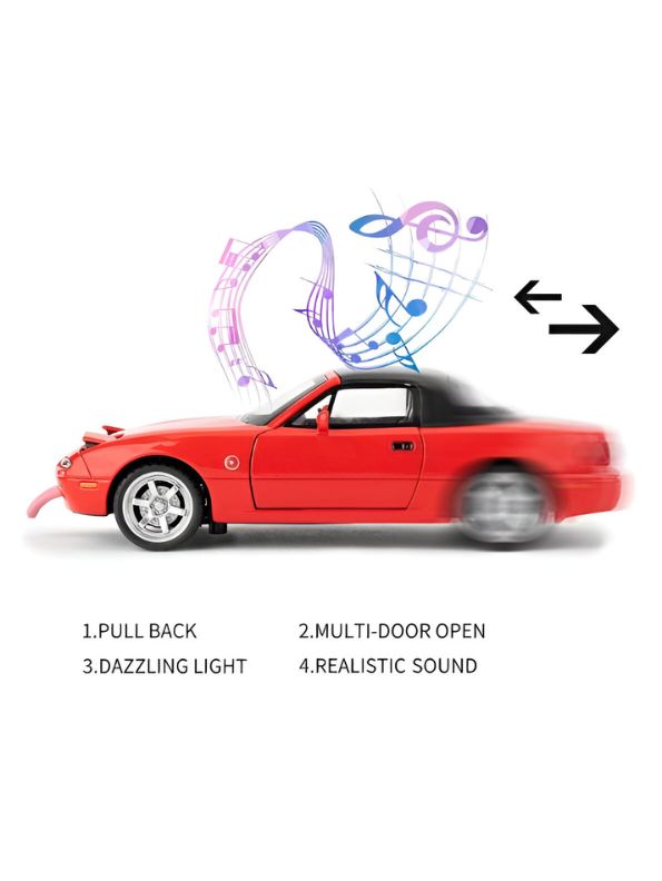 Red - Mazda Miata MX-5 Diecast Car – 1:32 Alloy Model Toy with Pull Back Action, Openable Doors, Realistic Design – Collectible Gift for Kids & Adults TZ-OS1560.