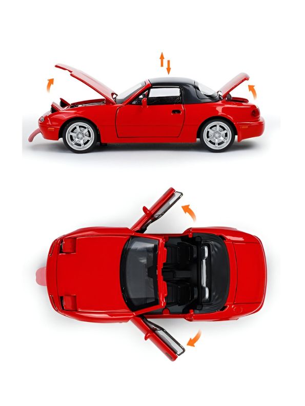 Red - Mazda Miata MX-5 Diecast Car – 1:32 Alloy Model Toy with Pull Back Action, Openable Doors, Realistic Design – Collectible Gift for Kids & Adults TZ-OS1560.