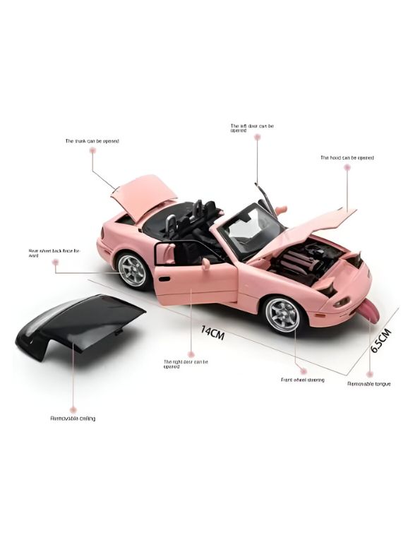 Pink - Mazda Miata MX-5 Diecast Car – 1:32 Alloy Model Toy with Pull Back Action, Openable Doors, Realistic Design – Collectible Gift for Kids & Adults TZ-OS1560.