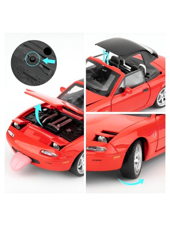 Red - Mazda Miata MX-5 Diecast Car – 1:32 Alloy Model Toy with Pull Back Action, Openable Doors, Realistic Design – Collectible Gift for Kids & Adults TZ-OS1560.