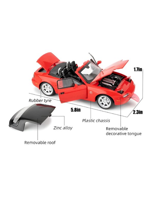 Red - Mazda Miata MX-5 Diecast Car – 1:32 Alloy Model Toy with Pull Back Action, Openable Doors, Realistic Design – Collectible Gift for Kids & Adults TZ-OS1560.
