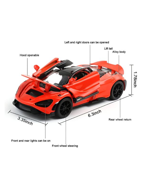Orange - McLaren 765LT Diecast Model Car – Premium 1:18 Scale Collectible for Car Enthusiasts Scale 1:32.