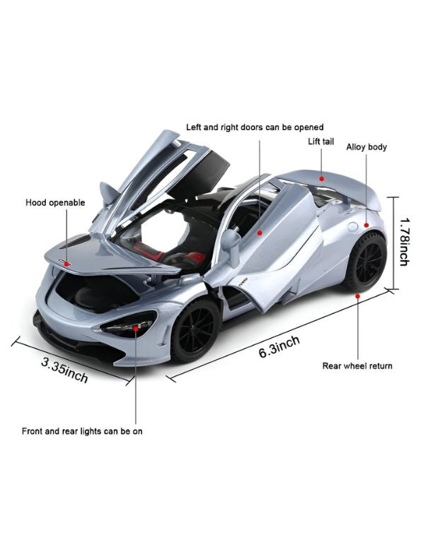 Grey - McLaren 765LT Diecast Model Car – Premium 1:18 Scale Collectible for Car Enthusiasts Scale 1:32.