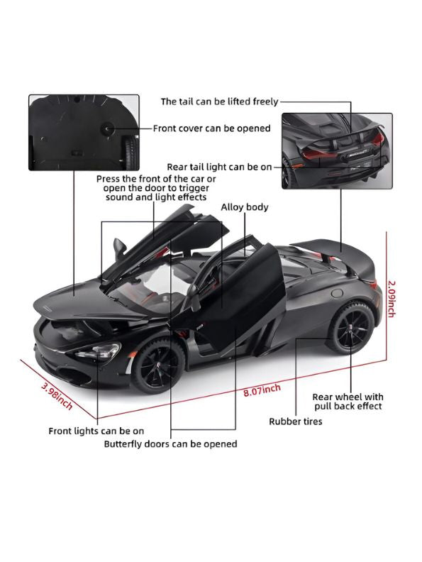 Black - McLaren 765LT Diecast Model Car – Premium Collectible for Car Enthusiasts Scale 1:32.