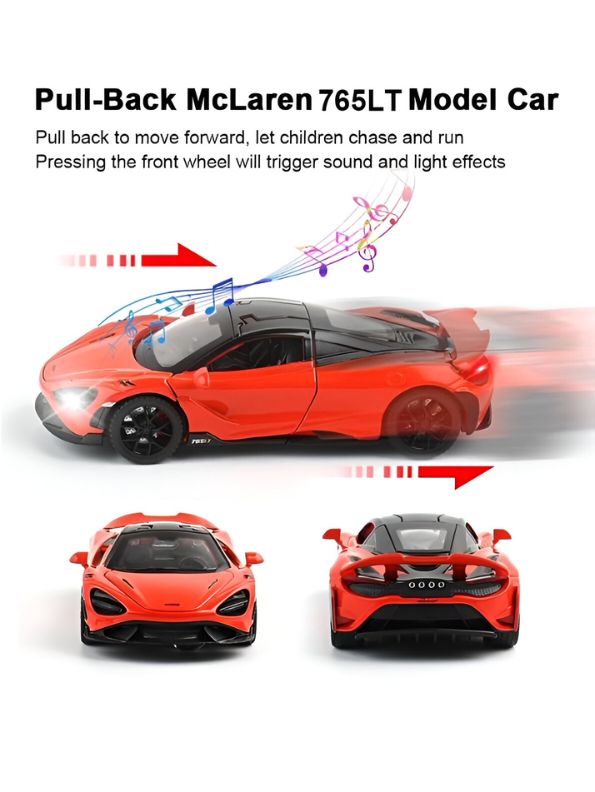 Orange - McLaren 765LT Diecast Model Car – Premium 1:18 Scale Collectible for Car Enthusiasts Scale 1:32.