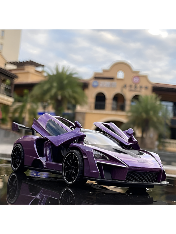McLaren Senna Diecast Metal Car 1:32 Scale Alloy Model Supercar Purple LMI16112.