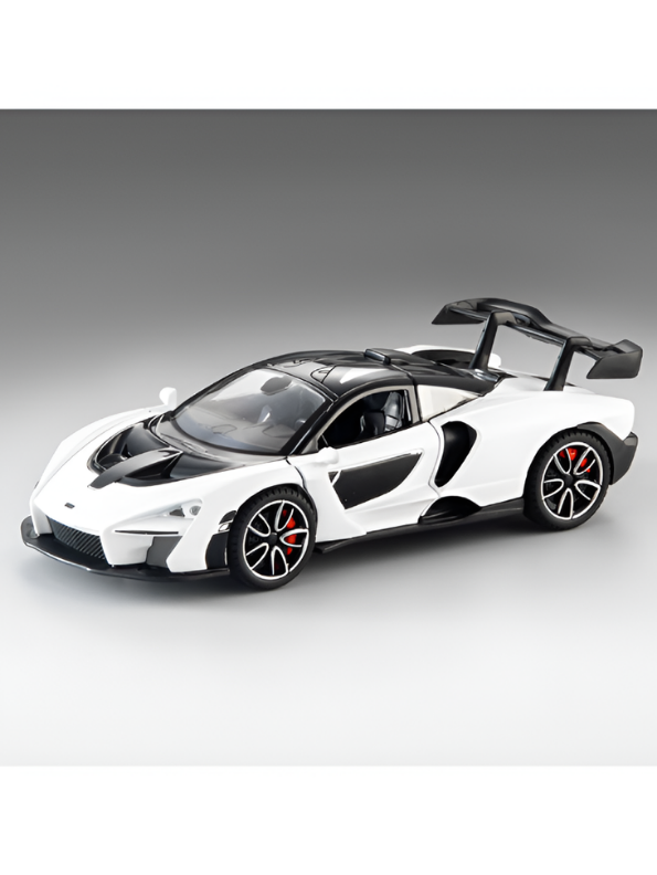 McLaren Senna Diecast Model Car | White 1:32 Scale Alloy Diecast Car with Acrylic Display Box MD564