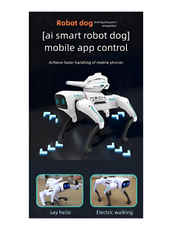 Mech Guardian AI Robot Dog with App & Remote Control, Smart Robotic Pet with LED Lights, Voice Control & STEM Learning TV5617.