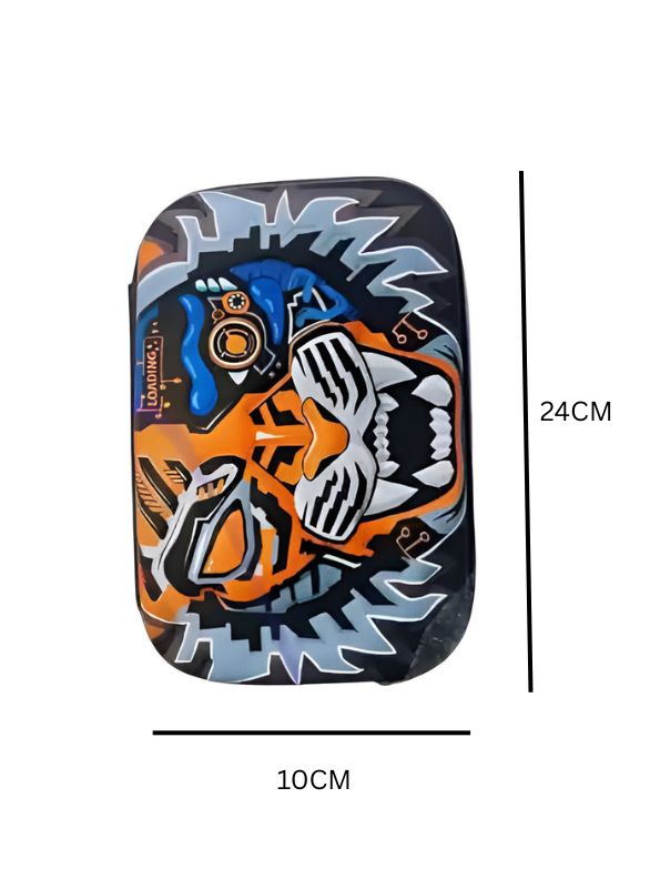 Orange - MechaRoar – Robotic Tiger Face Pouch for Kids | Single Chain Pencil Case | Futuristic & Wild Animal Theme Bag NOV8743.