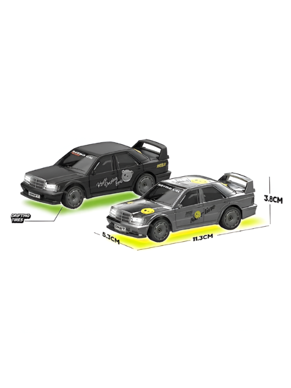 Mercedes-Benz 190E Evo Grey RC Drift Car with LED Lights & Remote Control MD574