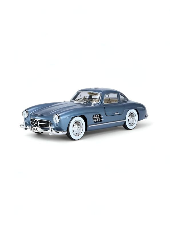 Mercedes Benz 300 SL Gullwing Model Diecast Car Scale 1:24 - Blue - Acrylic Transparent Box .