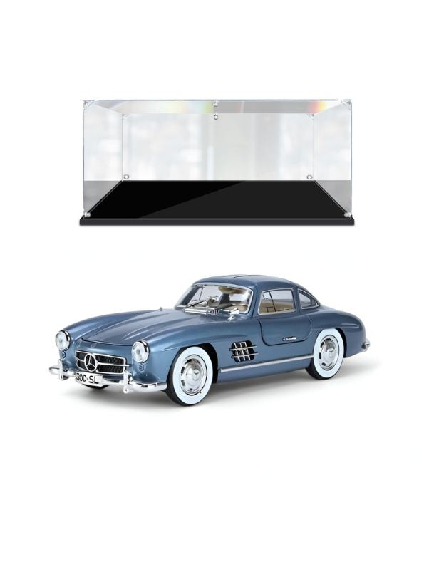 Mercedes Benz 300 SL Gullwing Model Diecast Car Scale 1:24 - Blue - Acrylic Transparent Box .