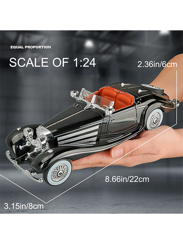 Mercedes Benz 500K Model 1:24 Scale Diecast Car - Black Metal Collectible | NX-N-24 - Toyloft