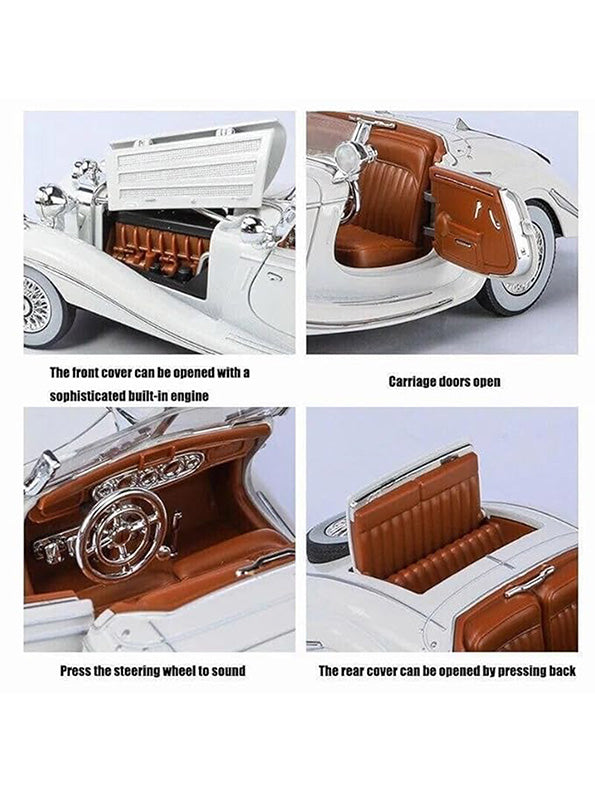 Mercedes Benz 500K Model 1:24 Scale Diecast Car - White Metal Collectible | NX-N-24 - Toyloft