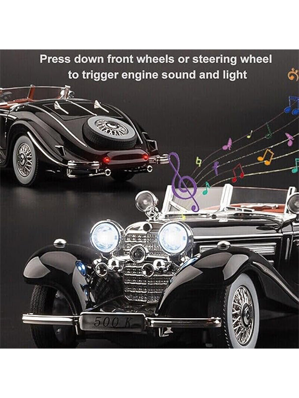 Mercedes Benz 500K Model 1:24 Scale Diecast Car - Black Metal Collectible | NX-N-24 - Toyloft