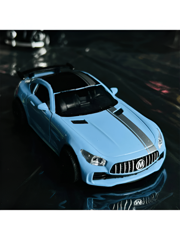 Mercedes Benz AMG GT Metal Diecast Car Model Car - Striped Blue - Scale 1:32.