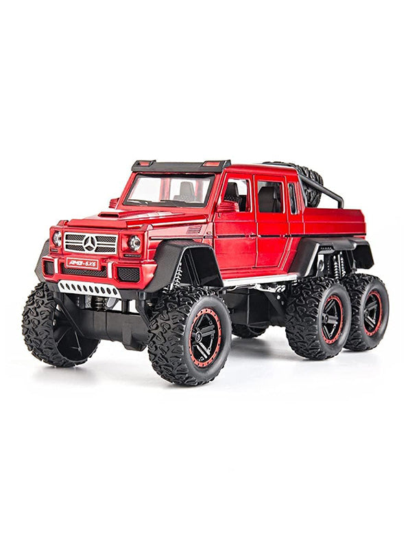 Red Mercedes-Benz G63 AMG 6x6 Diecast Model Car - 1:24 Scale Metal Toy Truck with Light & Sound LMI13864