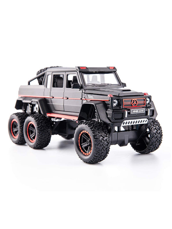 Black Mercedes-Benz G63 AMG 6x6 Diecast Model Car - 1:24 Scale Metal Toy Truck with Light & Sound LMI13864