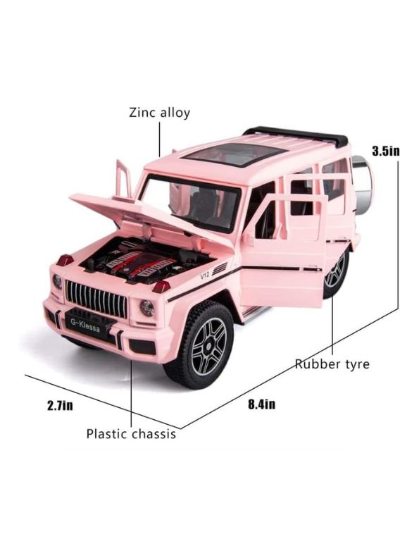 Mercedes Benz G63 Model Diecast Car Scale 1:24 - Pink - Acrylic Transparent Box.