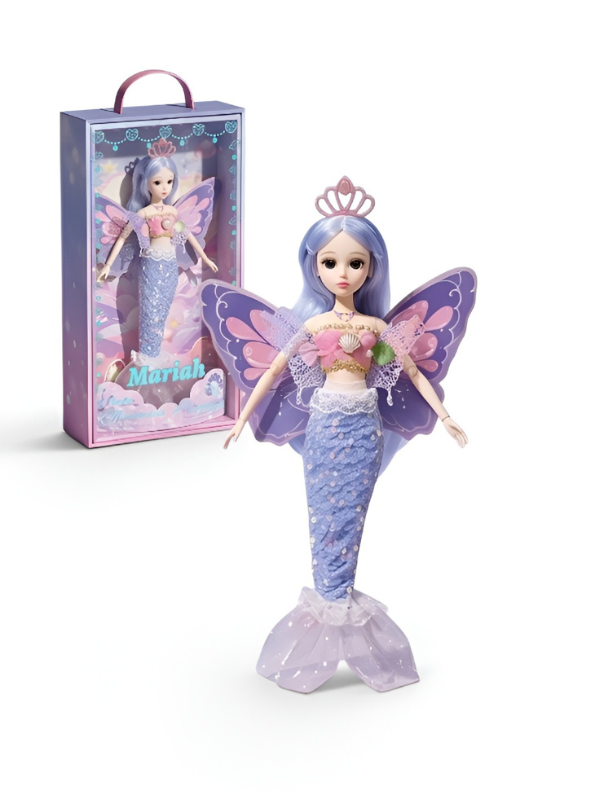 Magical Mermaid Fairy Doll Toy "Mariah" w/ Purple Butterfly Wings, Crown Princess NX13133