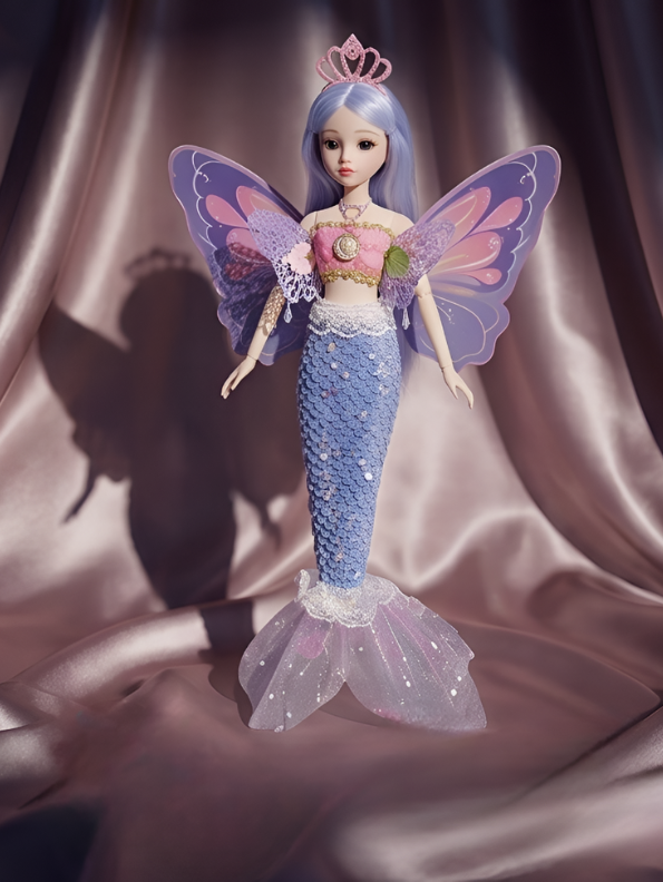 Magical Mermaid Fairy Doll Toy "Mariah" w/ Purple Butterfly Wings, Crown Princess NX13133