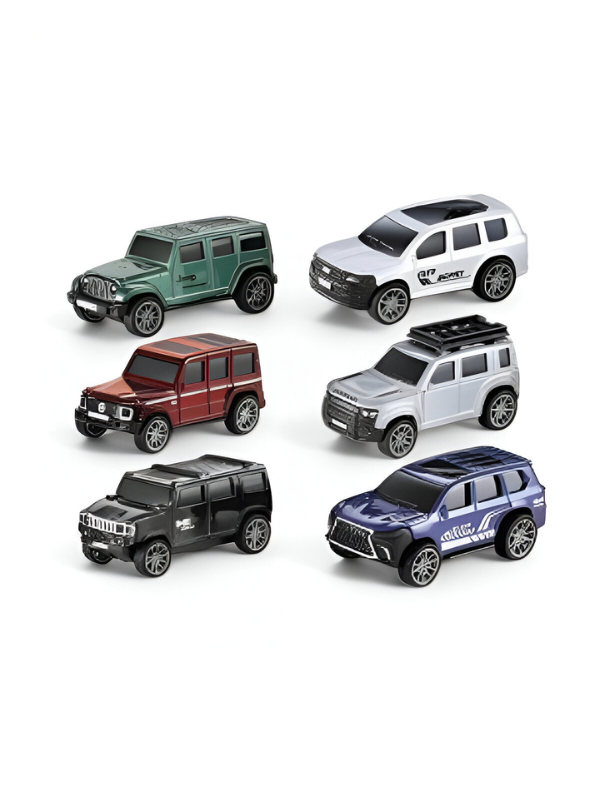 Metal Toy Cars Set of 6 | Pull Back Off-Road Vehicle Collection | Miniature SUV Model for Boys Ages LMI15381.