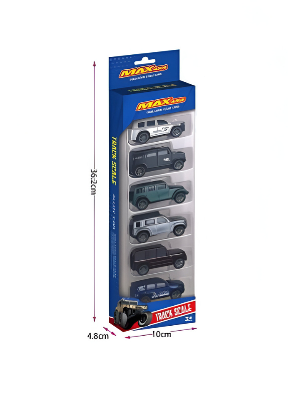 Metal Toy Cars Set of 6 | Pull Back Off-Road Vehicle Collection | Miniature SUV Model for Boys Ages LMI15381.