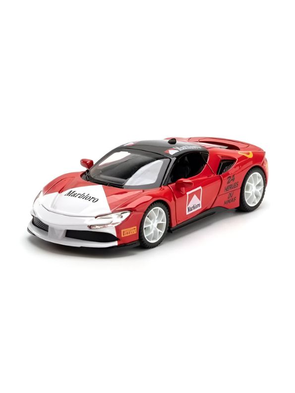 Ferrari SF90 Sports Car Diecast Model Scale 1:32 – Metallic Red – With Acrylic Display Box