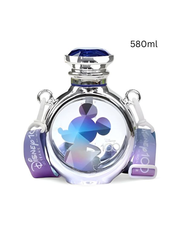 Mickey Mouse Diamond Plastic Water Bottle for Kids – 580ml, Neck Carry Strap, Leak-Proof & BPA-Free | Disney Character Bottle NOV7135.