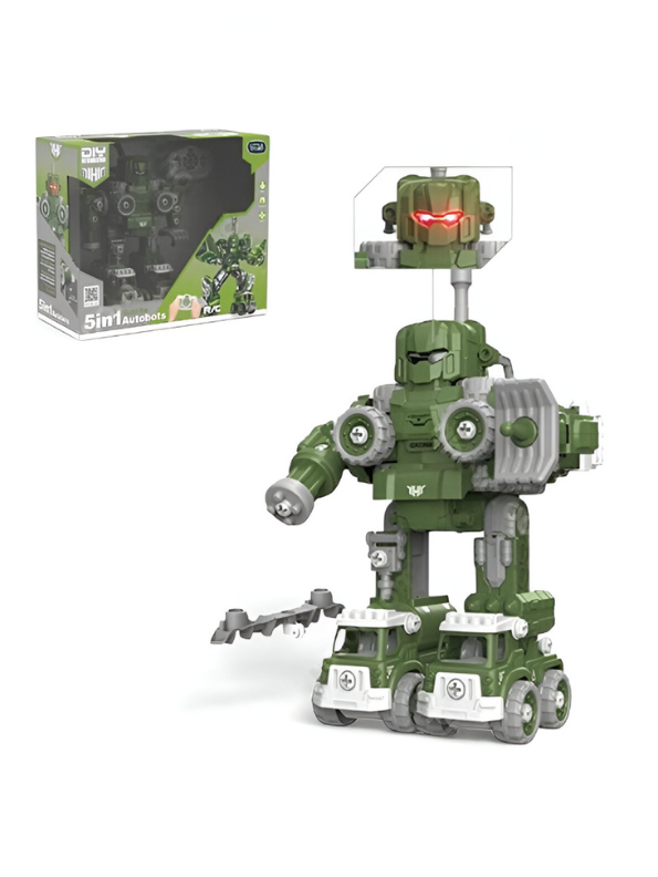 Military Robot Truck Toy – 5-in-1 Military Vehicles Transformation Robot Toys – STEM Lego Building Truck Set, Construction Toy for Boys