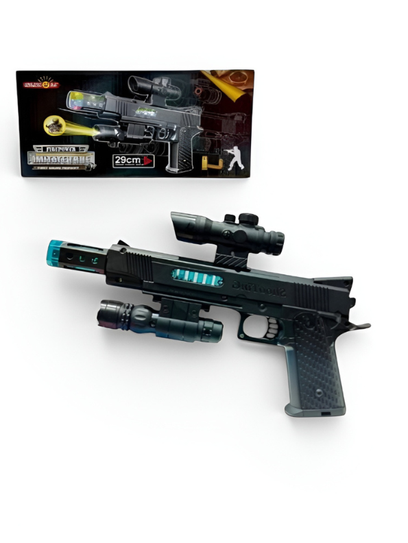 Military Style Toy Gun with Flashlight, Scope & LED Sound Effects TV5557.