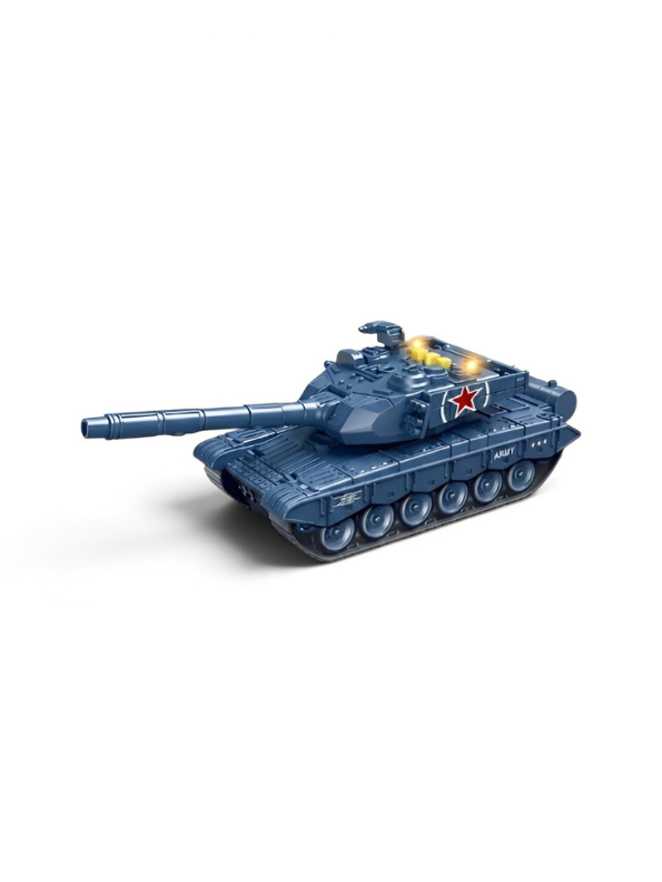 Military Tank Toy with 360-Degree Rotating Turret, Flashing Lights and Music – Blue Interactive Diecast Army Tank Vehicle with Nursery Rhymes & Stories for Kids, Toddlers LMI16740