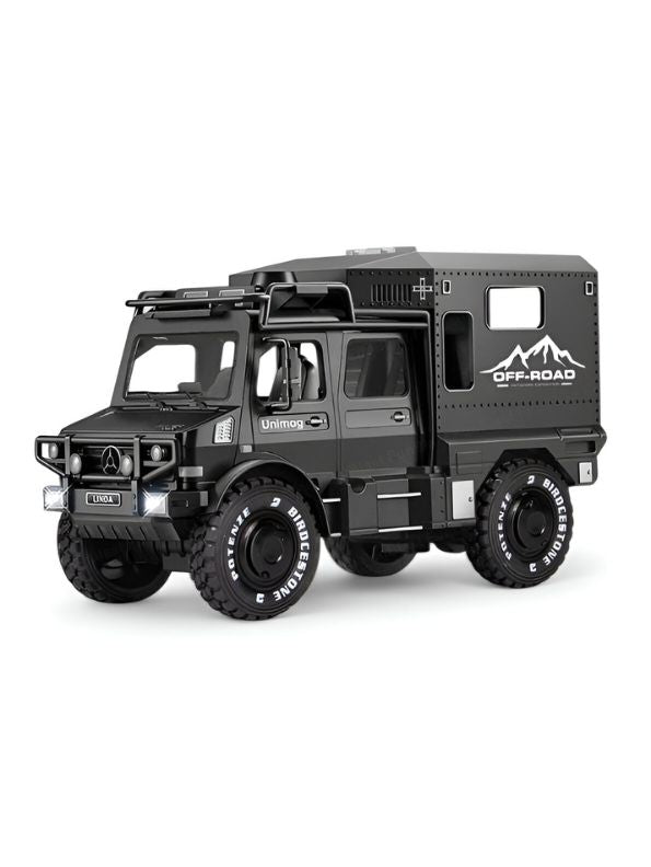 Mercedes Military Truck Model X1 – Off-Road Army Vehicle Toy with Pull Back Action, Light & Sound, Friction Power for Kids.