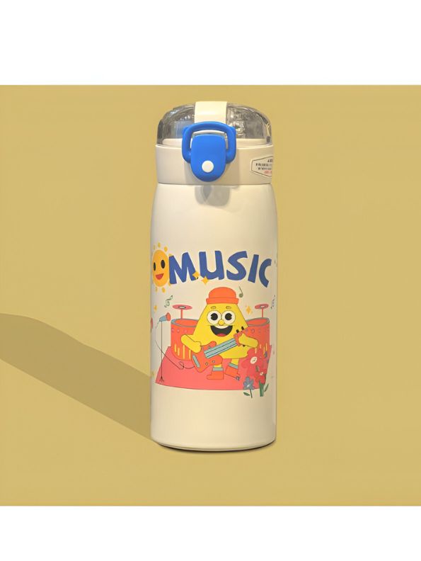 Yellow - Milo 500ml Stainless Steel Kids Water Bottle – Cute Print, Leak-Proof & BPA-Free NOV11551.