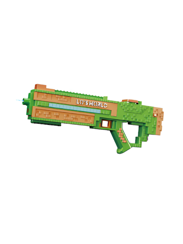 Minecraft-Inspired Electric Water Gun - 47cm Automatic Pixel Water Blaster with RGB Lights, Rechargeable High-Power Squirt Gun for Kids & Adults Green LMI15742.