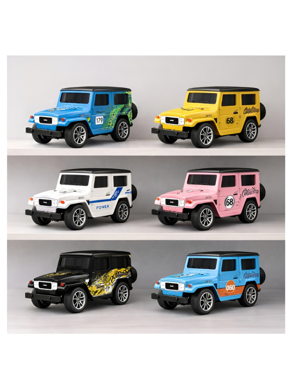 Mini 1:64 Scale RC Off-Road Land Cruiser Toy Car Blue & Orange TV5716.
