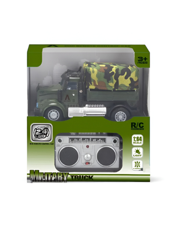 Mini RC Military Truck – 1:64 Scale 2.4GHz Remote Control Army Transport Vehicle TV6191.