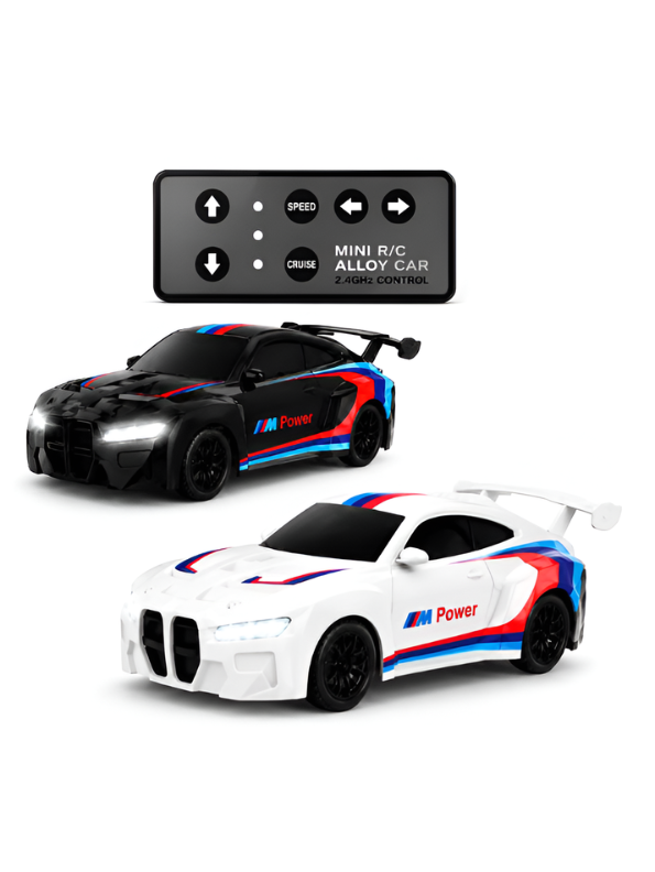 Black Mini BMW Remote Control Alloy Car 1:64 Scale– 2.4GHz Pocket-Sized Micro RC Racing Car MD591