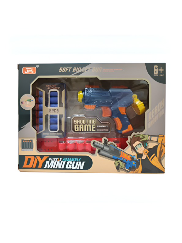 Mini Toy Gun Set for Kids – DIY 8 Soft Bullet Blaster, Safe Shooting Game Blaster, Fun Outdoor Play Toy LMI15771.