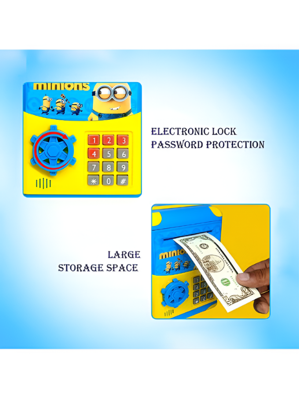 Minions Digital Piggy Bank with Password Lock & Auto Money Scroll | ATM Savings Box LMI10365.