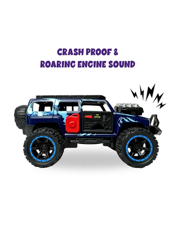 Monster Vehicle - Die-Cast Off-Road SUV Toy with Pull Back Action, Lights & Monster Engine Sound Blue LMI16430.