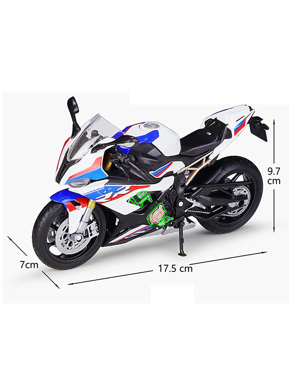 BMW S1000 RR Metal Model Diecast Bike - White (L-J-1) - Toyloft