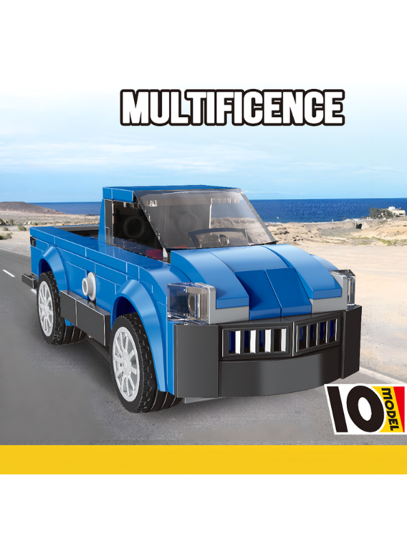 Multificence 3-in-1 Blue Racing Car & Construction Vehicle Building Blocks Set TV6264