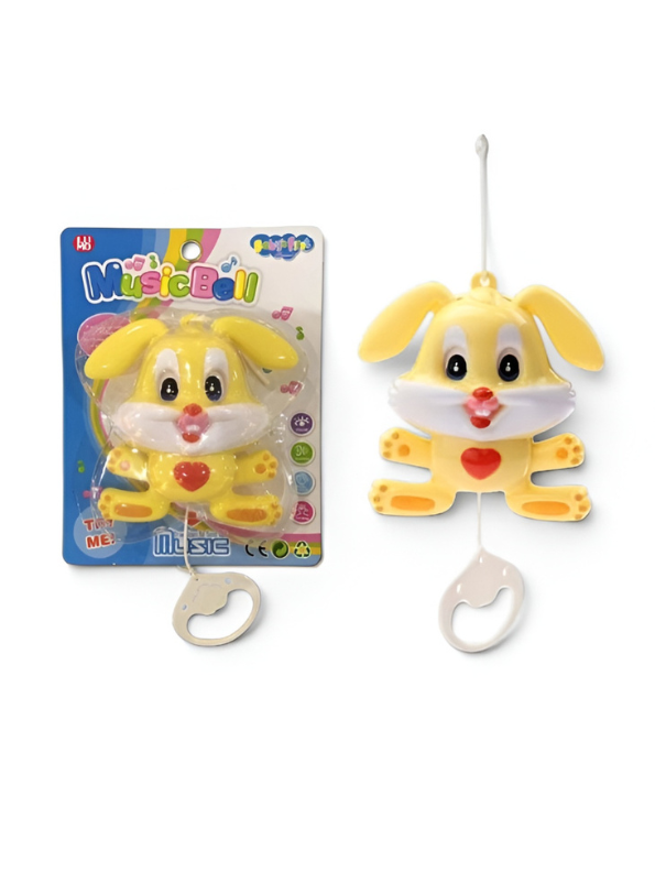 Musical Bunny Pull String Toy for Babies Yellow LMI14130.