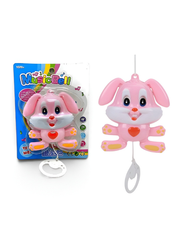 Musical Bunny Pull String Toy for Babies Pink LMI14130.