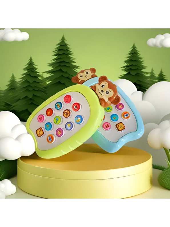 Musical Monkey Baby Phone Toy with Lights & Sounds – Educational Learning Toy for Infants & Toddlers | Interactive Pretend Play Phone for Babies Green NX15694.