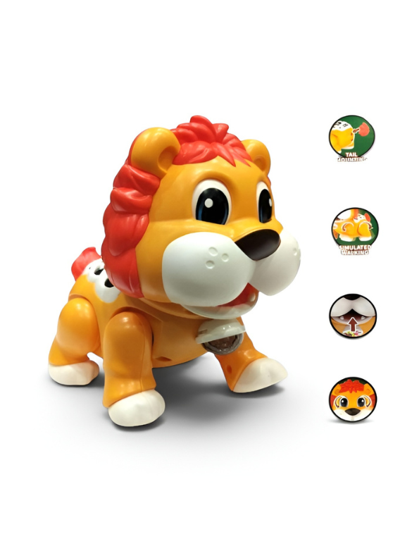 Musical Walking Lion Toy – LED Lights, Tail Wagging & Crawling Fun TV5158.