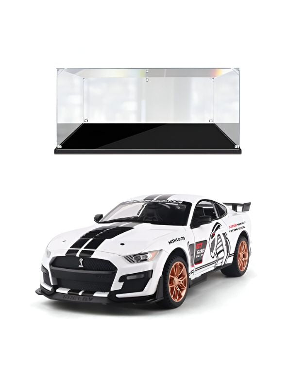 Mustang Shelby Cobra GT 500 Metal Model Diecast Car Scale 1:32 - White - Acrylic Transparent Box.