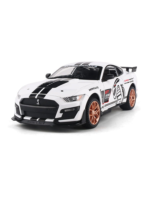 Mustang Shelby Cobra GT 500 Metal Model Diecast Car Scale 1:32 - White (S) - Toyloft