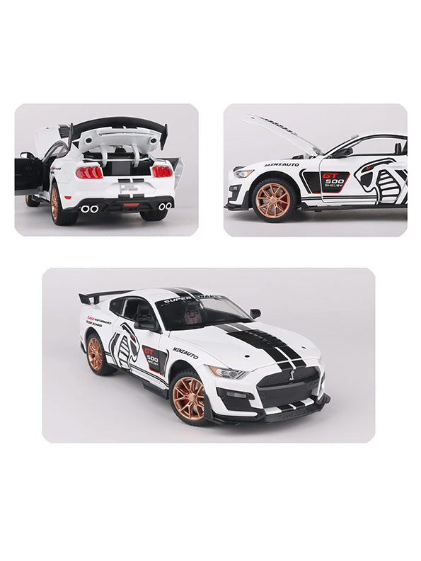 Mustang Shelby Cobra GT 500 Metal Model Diecast Car Scale 1:32 - White (S) - Toyloft